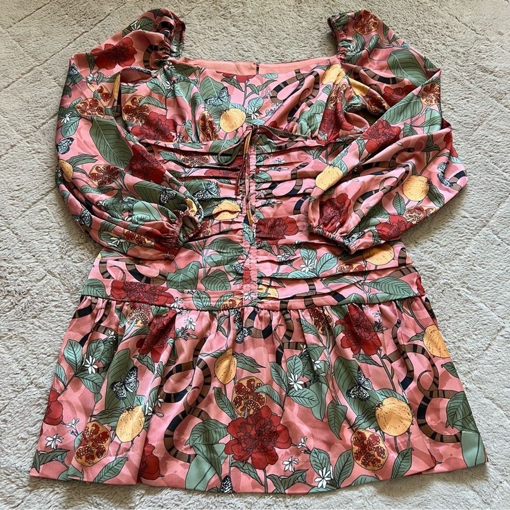 NWOT Anthropologie‎ Finders Keepers Ruched Mini Dress Cottage Homecoming Sz L